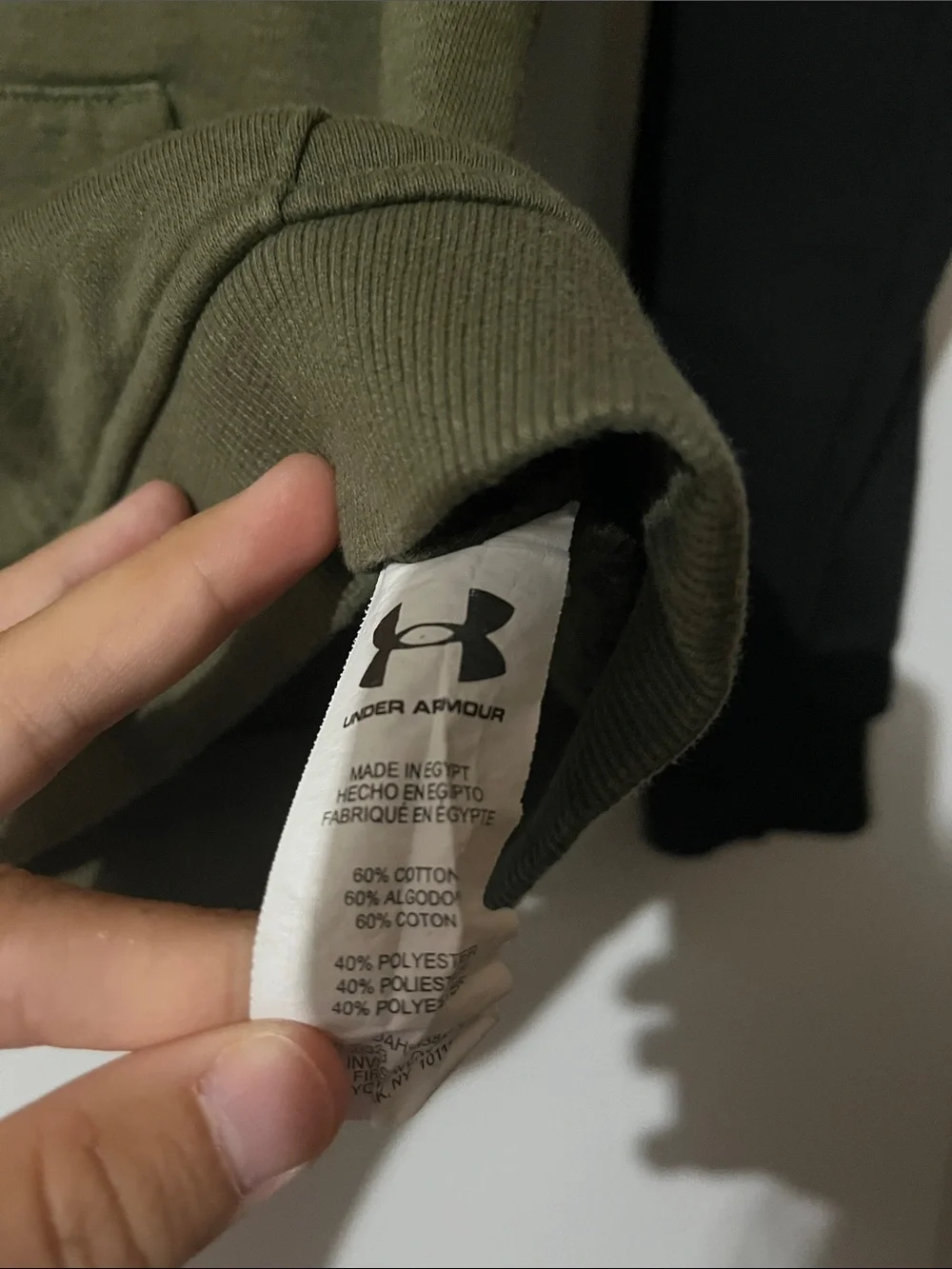 Under Armour Olive Green and Black Logo Pullover Hoodie